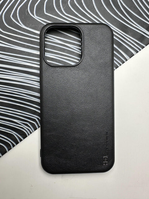 HDD Black Genuine Leather Case For iPhone